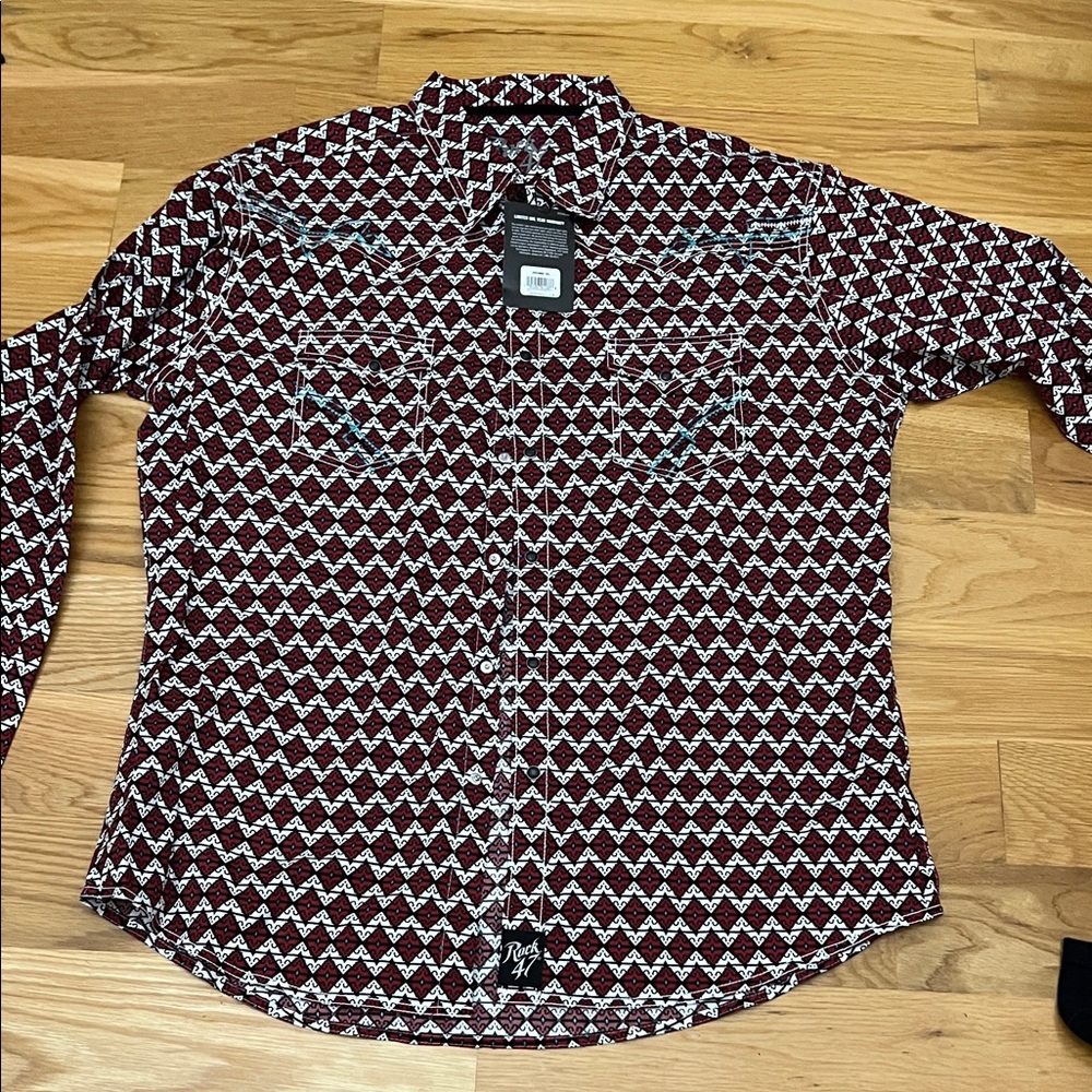 Wrangler Rock 47  Geometric Patterned Button-Up Pearl Snap